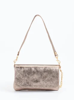 Marlon Firenze – Schultertasche aus Metallicleder Roségold