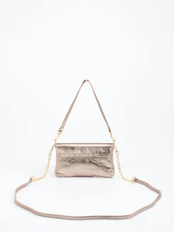 Marlon Firenze – Schultertasche aus Metallicleder Roségold