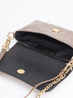 Marlon Firenze – Schultertasche aus Metallicleder Roségold