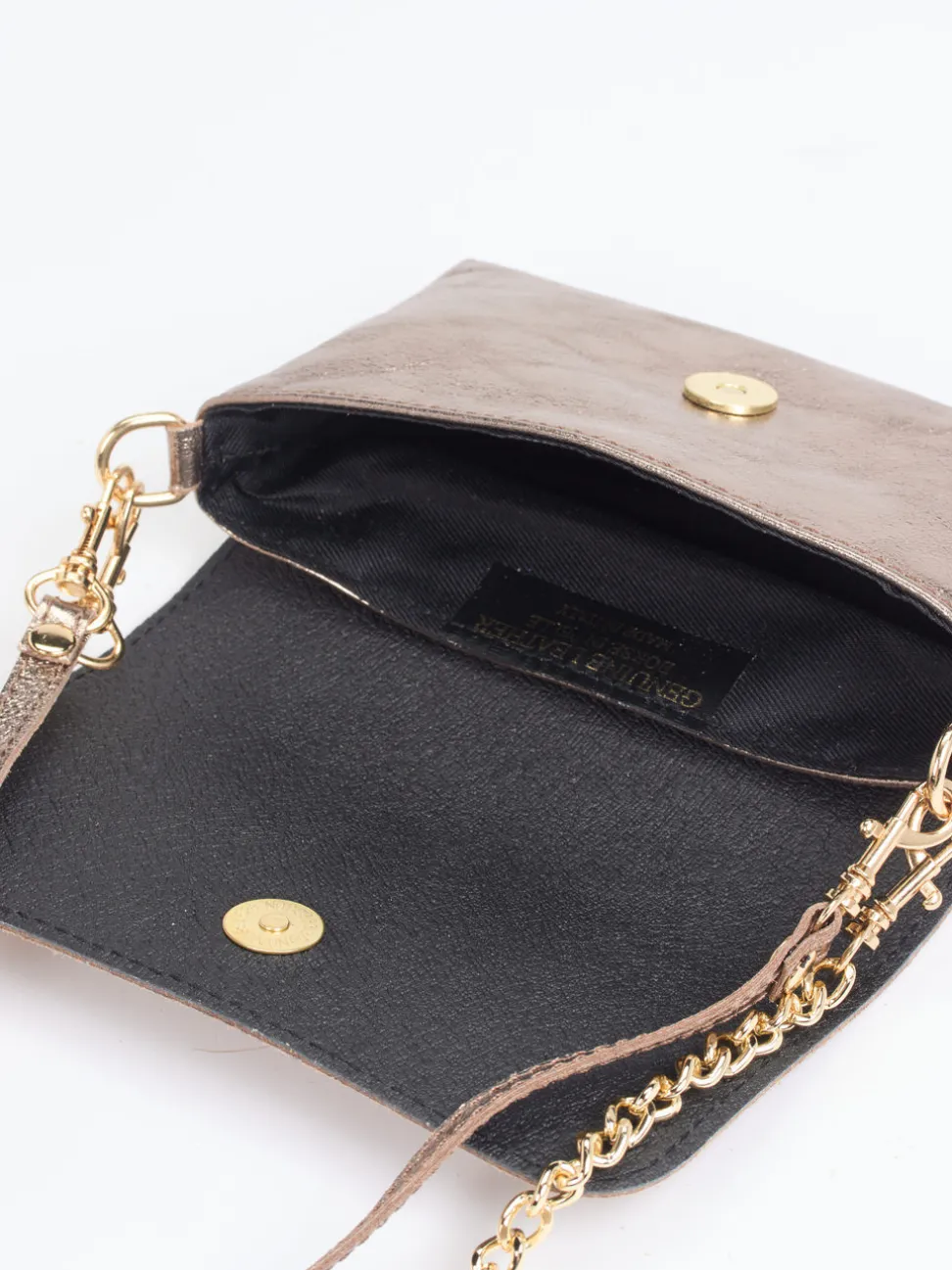 Marlon Firenze – Schultertasche aus Metallicleder Roségold