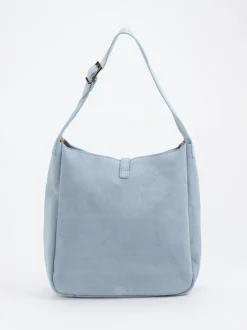 Marlon Firenze – Schultertasche aus Veloursleder hellblau
