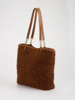 Marlon Firenze – Shopper aus Textil in Teddy-Optik