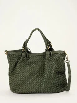 Marlon Firenze – Shopper Bag aus Flechtleder Olivgrün