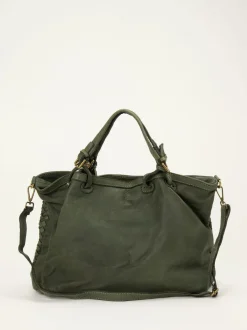 Marlon Firenze – Shopper Bag aus Flechtleder Olivgrün