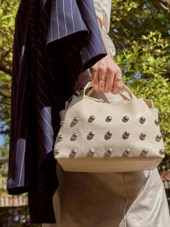 Marlon Firenze – Top Handle Bag aus Kalbleder Cremeweiß