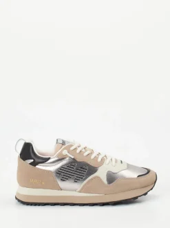 MRP – Sneaker aus Metallicleder und Velours beige
