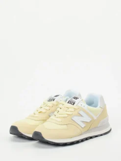 New Balance – Retro-Sneaker aus Veloursleder Pastellgelb