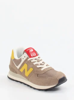 New Balance – Retro-Sneaker aus Veloursleder-Mesh sandbraun