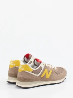 New Balance – Retro-Sneaker aus Veloursleder-Mesh sandbraun
