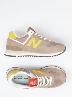 New Balance – Retro-Sneaker aus Veloursleder-Mesh sandbraun