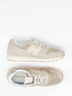 New Balance – Retro-Sneaker aus Textil und Veloursleder Beige