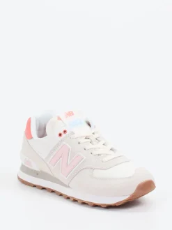 New Balance – Retro-Sneaker aus Textil und Veloursleder beige