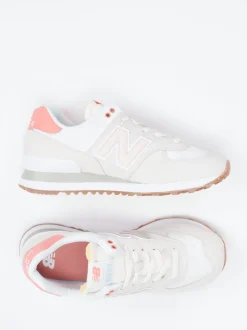 New Balance – Retro-Sneaker aus Textil und Veloursleder beige