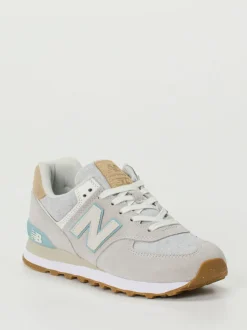 New Balance – Sneaker aus Textil und Veloursleder Hellgrau