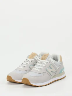 New Balance – Sneaker aus Textil und Veloursleder Hellgrau