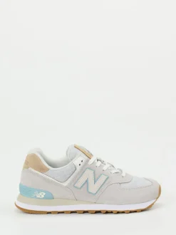 New Balance – Sneaker aus Textil und Veloursleder Hellgrau