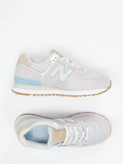 New Balance – Sneaker aus Textil und Veloursleder Hellgrau