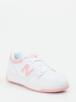 New Balance – Sneaker aus Kalbleder Weiß Rosa