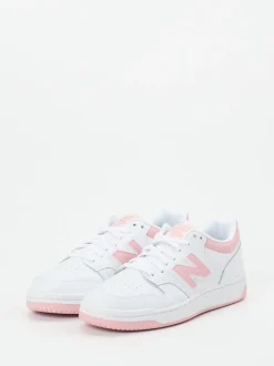 New Balance – Sneaker aus Kalbleder Weiß Rosa