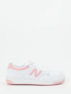 New Balance – Sneaker aus Kalbleder Weiß Rosa