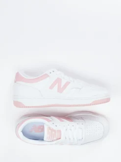 New Balance – Sneaker aus Kalbleder Weiß Rosa