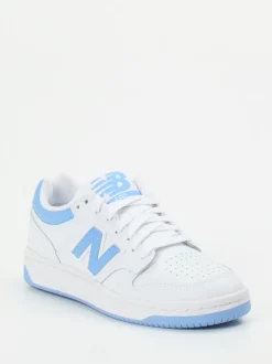 New Balance – Sneaker aus Leder in Weiß Hellblau