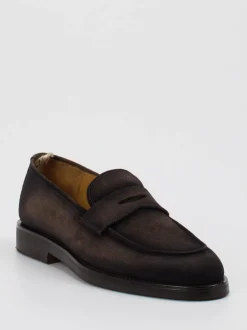 Officine Creative – Penny Loafer aus Veloursleder Dunkelbraun