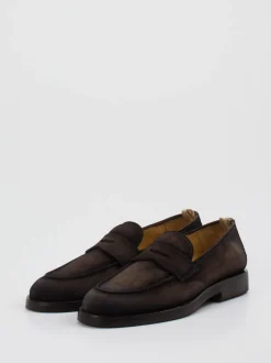 Officine Creative – Penny Loafer aus Veloursleder Dunkelbraun