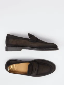 Officine Creative – Penny Loafer aus Veloursleder Dunkelbraun