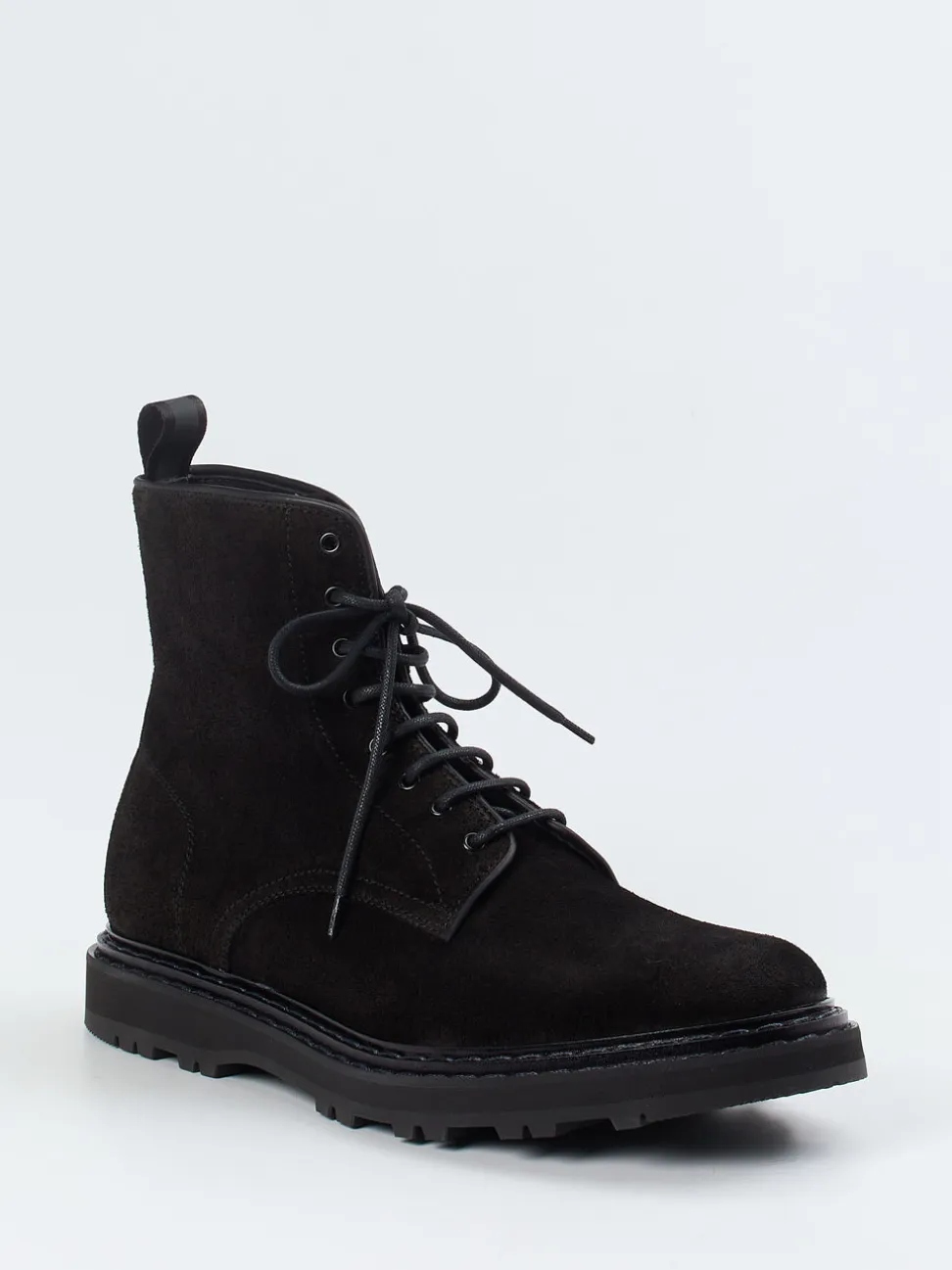 Officine Creative – Schnürboots aus Veloursleder schwarz