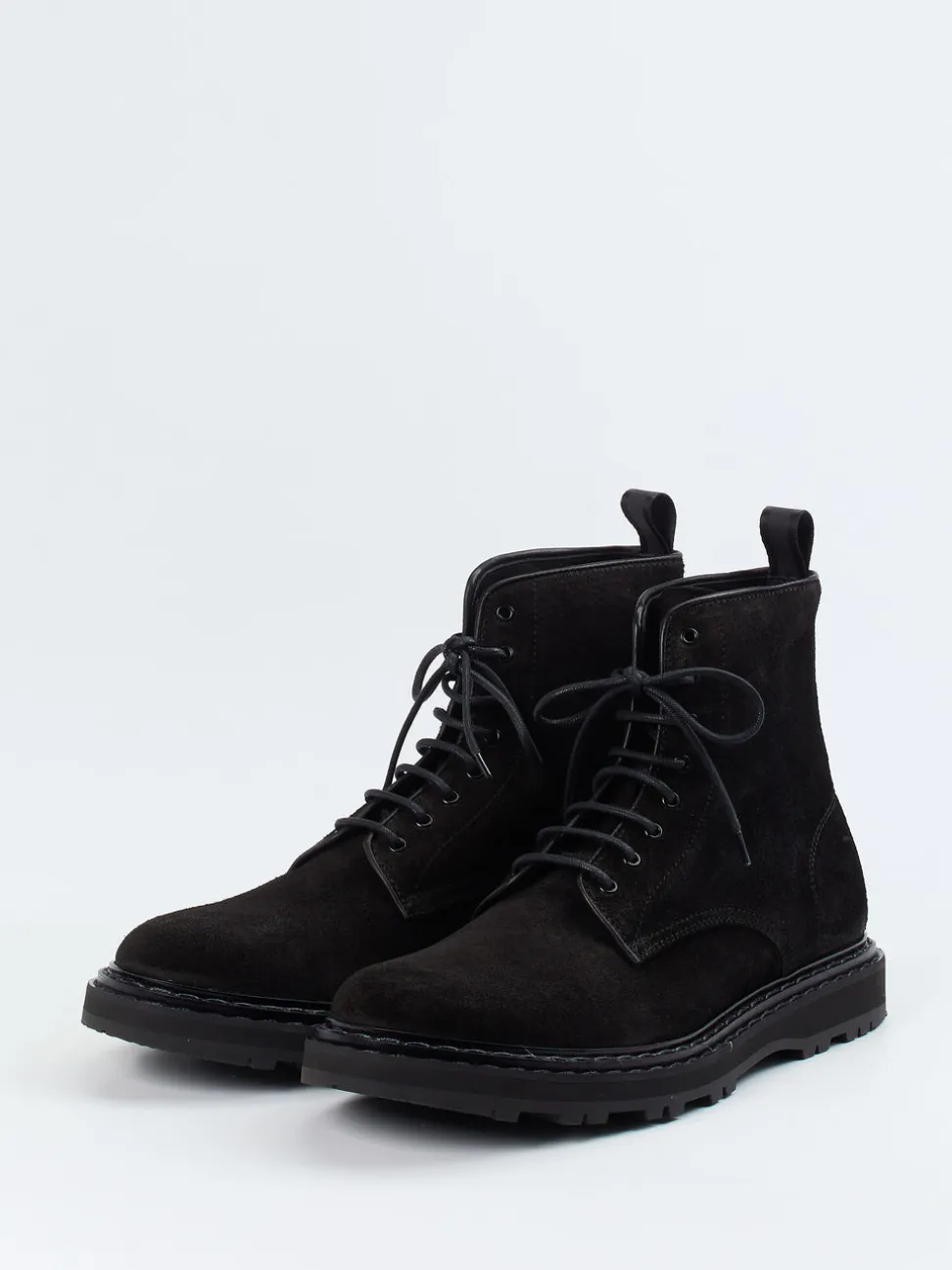 Officine Creative – Schnürboots aus Veloursleder schwarz