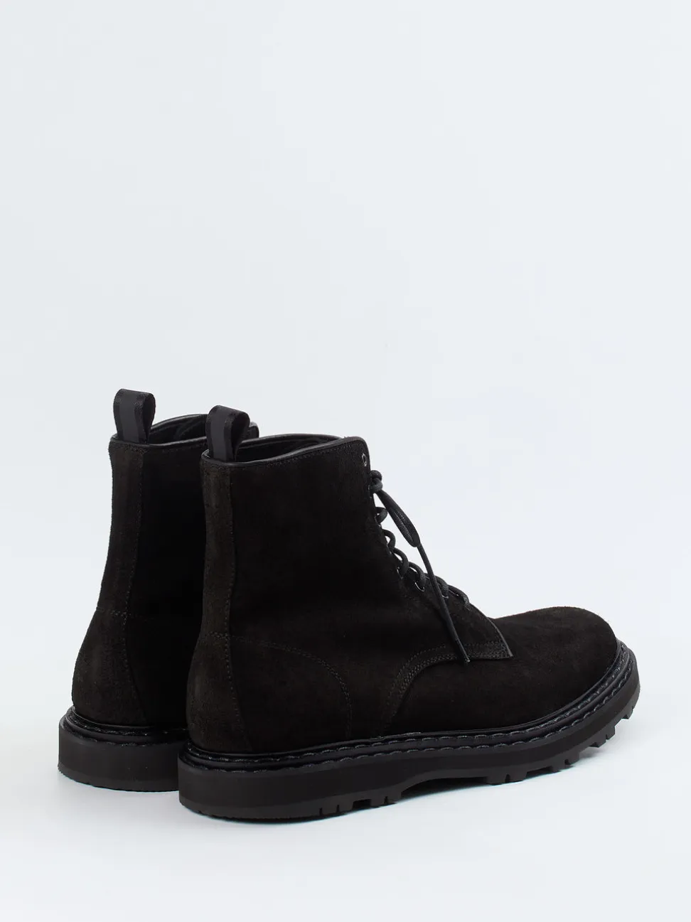 Officine Creative – Schnürboots aus Veloursleder schwarz