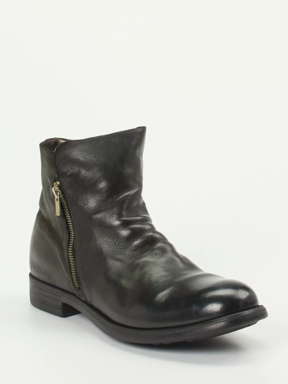 Officine Creative – Stiefeletten aus Büffelleder Schwarzbraun