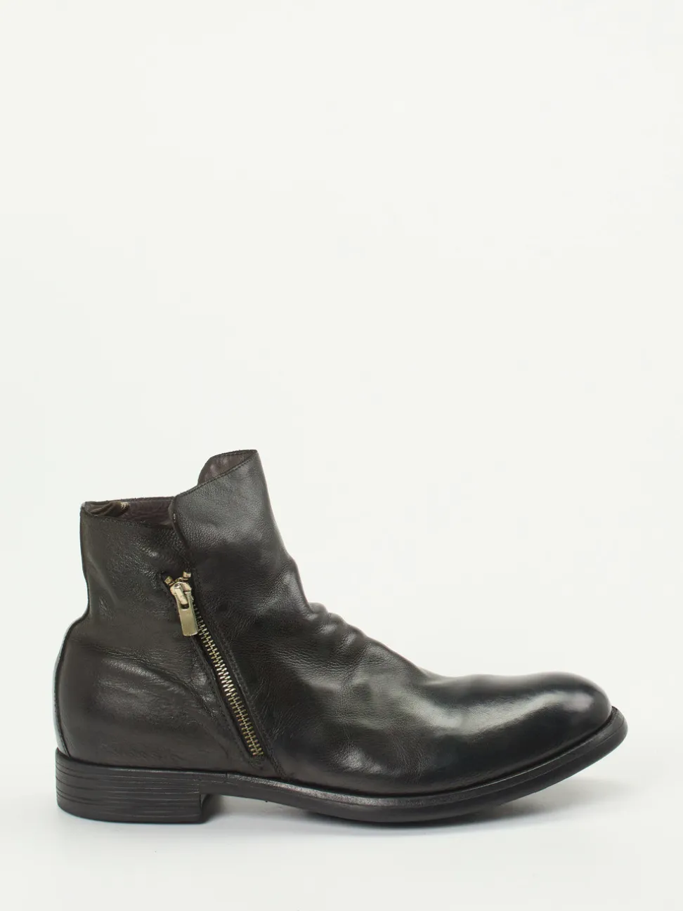 Officine Creative – Stiefeletten aus Büffelleder Schwarzbraun