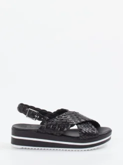 Oh!My Sandals – Plateau-Sandale aus Flechtleder Schwarz