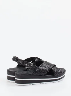 Oh!My Sandals – Plateau-Sandale aus Flechtleder Schwarz