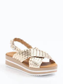 Oh!My Sandals – Plateau-Sandale aus Flechtleder gold