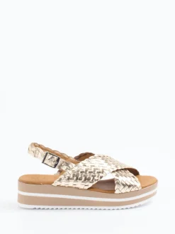 Oh!My Sandals – Plateau-Sandale aus Flechtleder gold