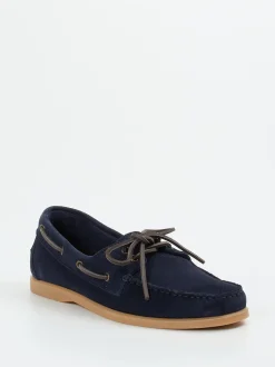 Opificio Vico – Bootsschuh aus Veloursleder Marineblau