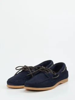 Opificio Vico – Bootsschuh aus Veloursleder Marineblau