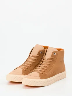 Palladium – High-Top Sneaker aus Leder hellbraun