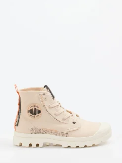 Palladium – Schnürboots aus Canvas in Beige