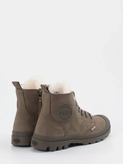Palladium – Schnürboots aus Veloursleder schlammgrau
