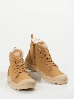 Palladium – Schnürboots aus Nubukleder camelbraun