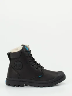 Palladium – Schnürboots aus Fettleder Schwarz