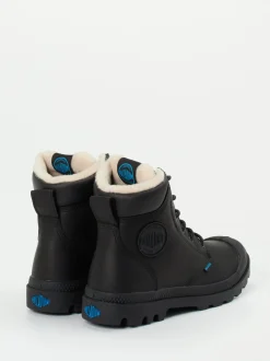 Palladium – Schnürboots aus Fettleder Schwarz