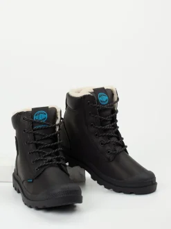 Palladium – Schnürboots aus Fettleder Schwarz