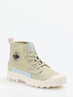 Palladium – Schnürboots aus Canvas in Sandbeige