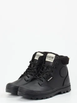 Palladium – Schnürboots aus Leder Schwarz gefüttert