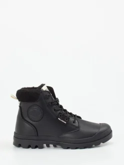 Palladium – Schnürboots aus Leder Schwarz gefüttert